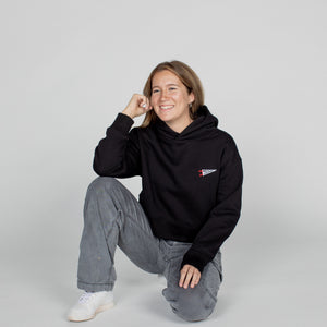 Texas Tech™ Embroidered Pennant Cropped Hoodie in Black