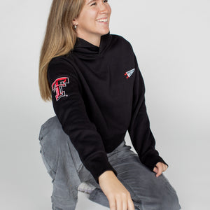 Texas Tech™ Embroidered Pennant Cropped Hoodie in Black