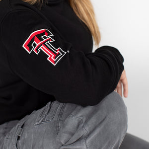 Texas Tech™ Embroidered Pennant Cropped Hoodie in Black