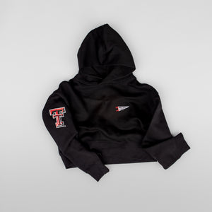 Texas Tech™ Embroidered Pennant Cropped Hoodie in Black