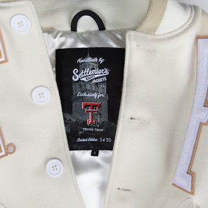 Texas Tech™ x Settlemier's Limited Edition Letterman Jacket in Cream