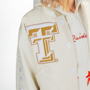 Texas Tech™ x Settlemier's Limited Edition Letterman Jacket in Cream