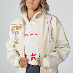 Texas Tech™ x Settlemier's Limited Edition Letterman Jacket in Cream