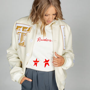 Texas Tech™ x Settlemier's Limited Edition Letterman Jacket in Cream