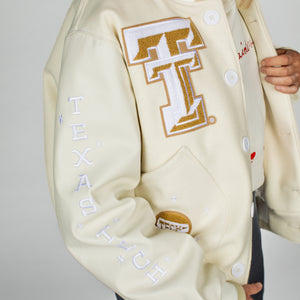 Texas Tech™ x Settlemier's Limited Edition Letterman Jacket in Cream
