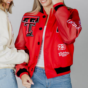 Texas Tech™ x Settlemier's Limited Edition Letterman Jacket in Scarlet