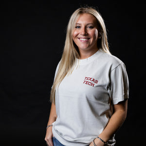 woman wearing Texas Tech Will Rogers shirt